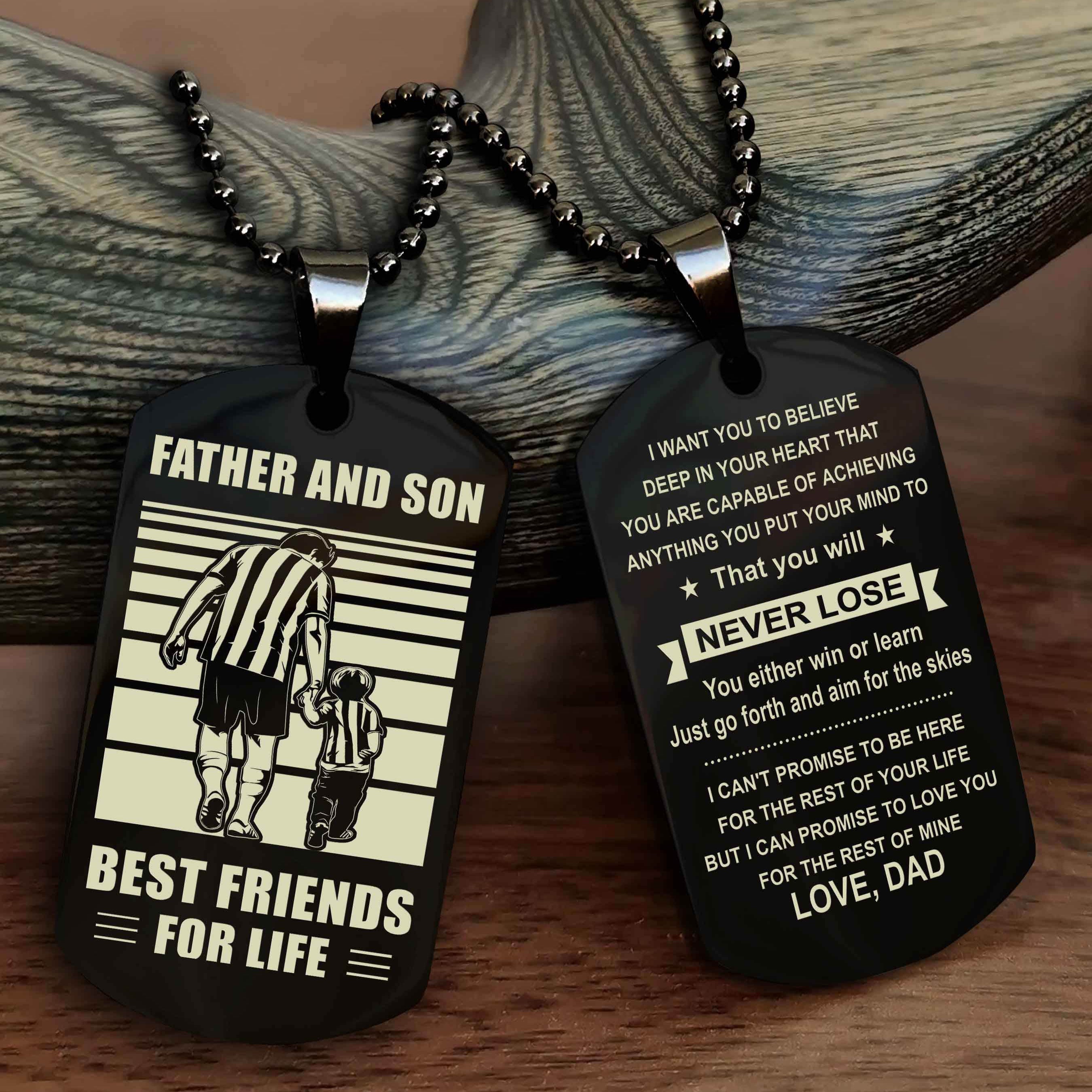 Cowboy Personalized Double Sided Dog Tag To My Son I Love You - You Will Never Lose You Either Win Or Learn From Dad To Son
