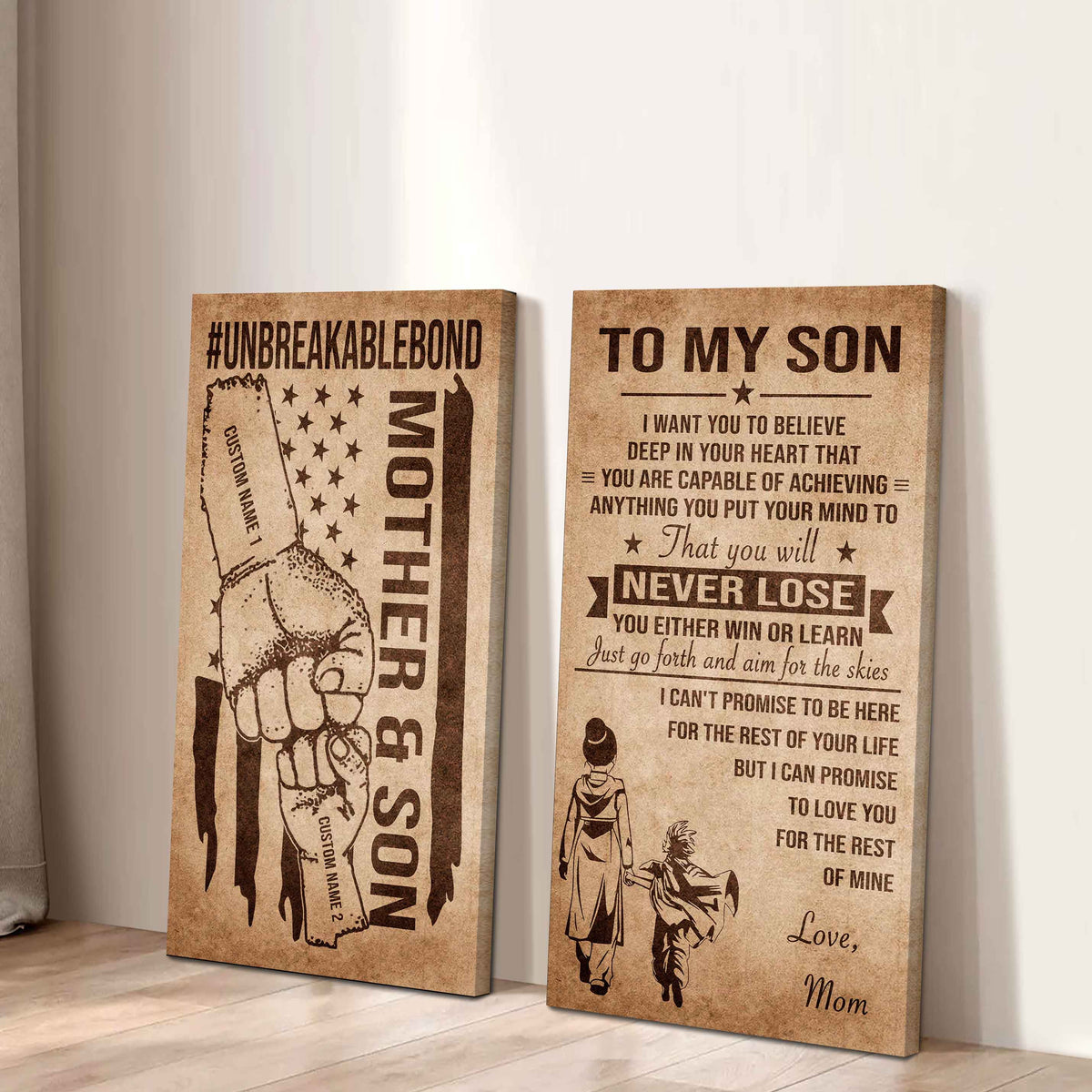 Unbreakable Bond Canvas Set Mother And Son You Will Never Lose You Either Win Or Learn