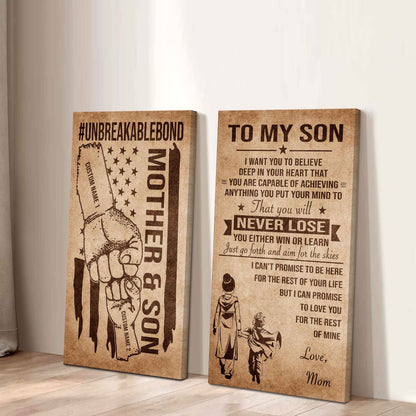 Unbreakable Bond Canvas Set Mother And Son You Will Never Lose You Either Win Or Learn