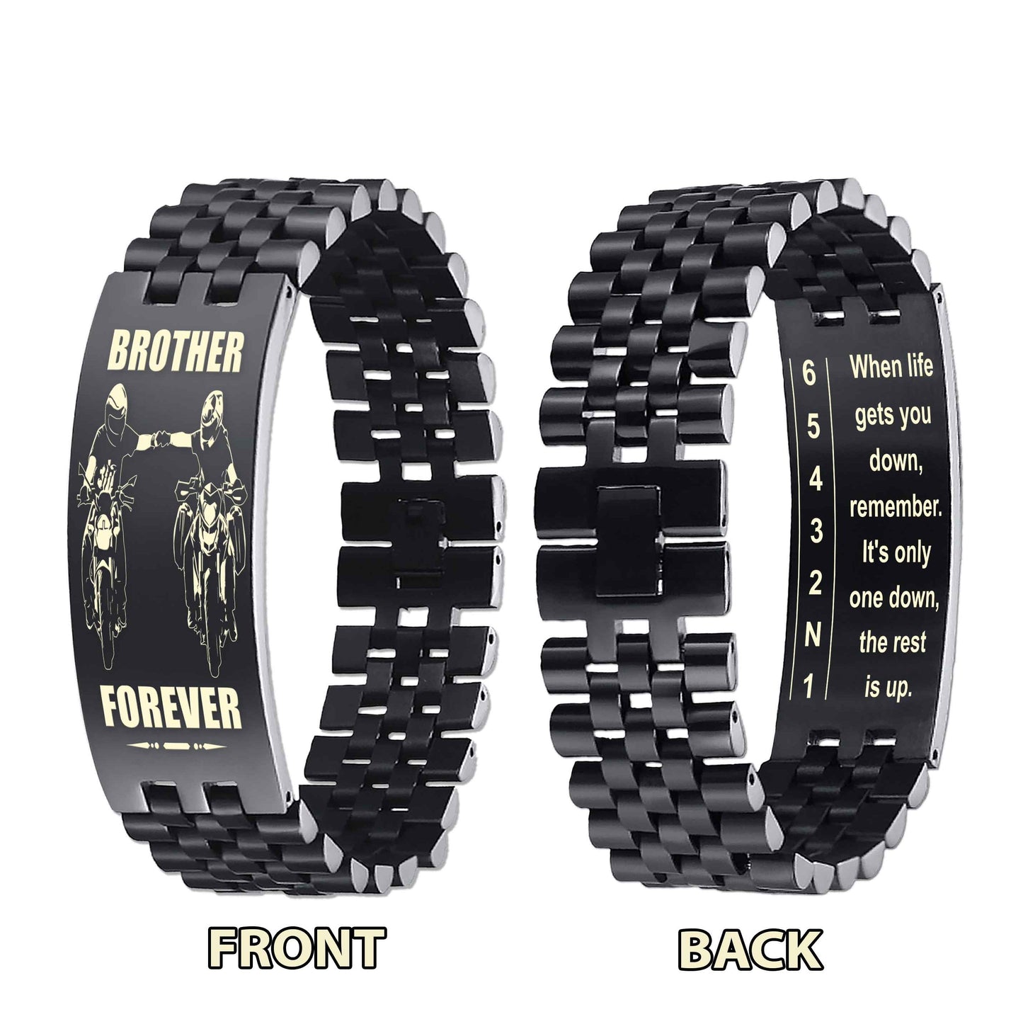 Biker double side bracelet for brother, When life gets you down, remember. It’s only one down, the rest is up.