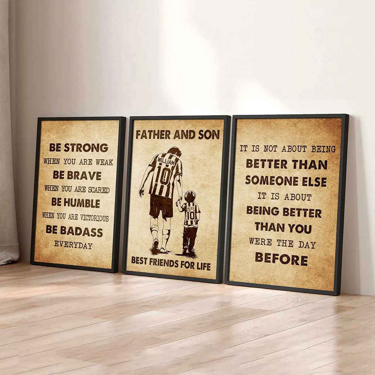 Combo 3 Biker Poster Canvas Be Strong When You Are Weak - It's Not About Being Better Than Someone Else It's About Being Better Than You Were The Day Before