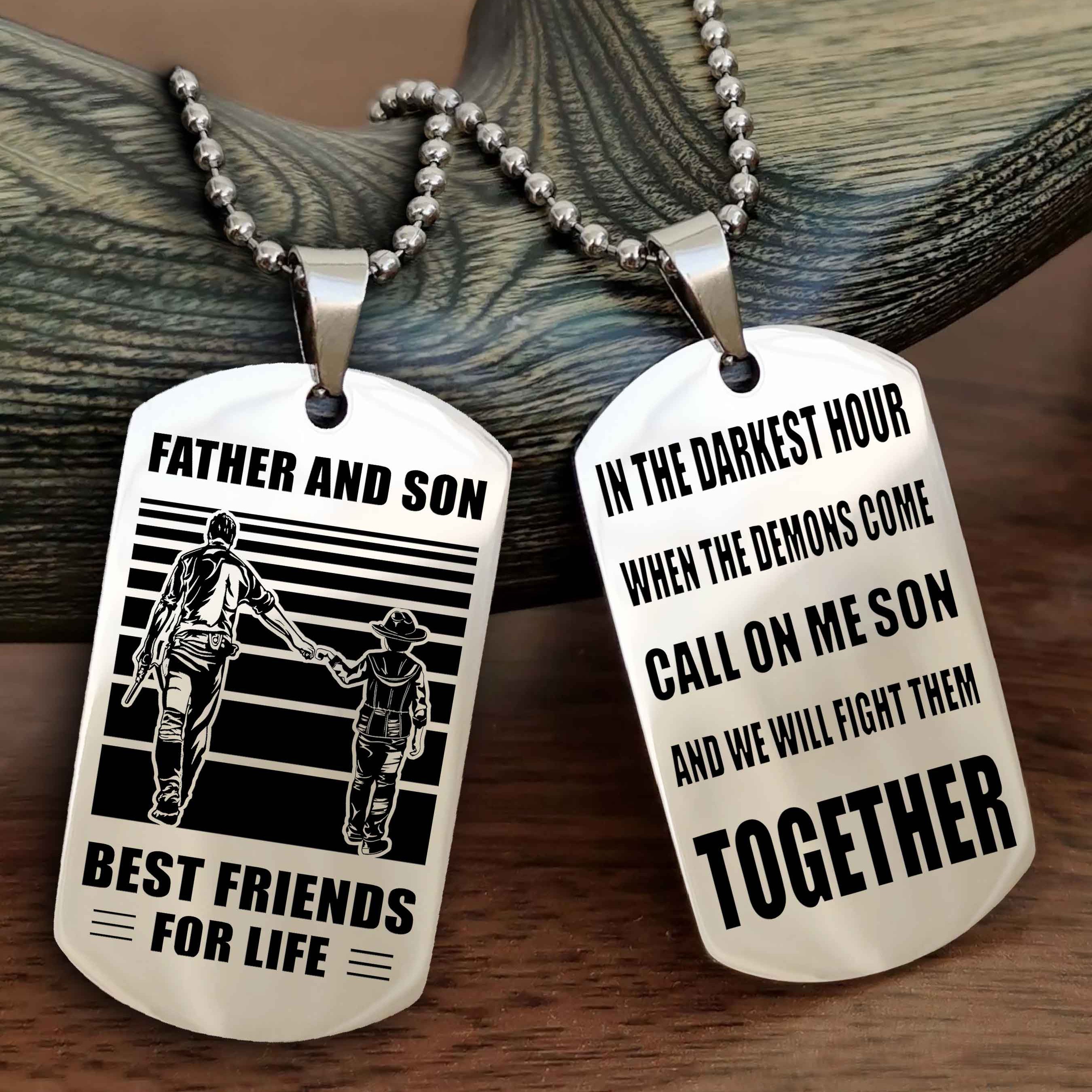 WD Personalized Double Side Dog Tag From Father To Son With Message On The Back Gift For Your Son