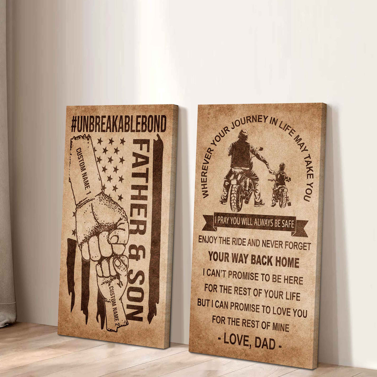 Father And Son Canvas Set To My Son Enjoy The Ride Never Forget Your Way Back Home