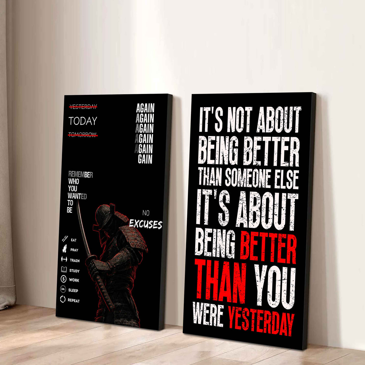 It's About Being Better Than You Were The Day Before Canvas Set Ready To Hang Gift For Your Son Your Friend