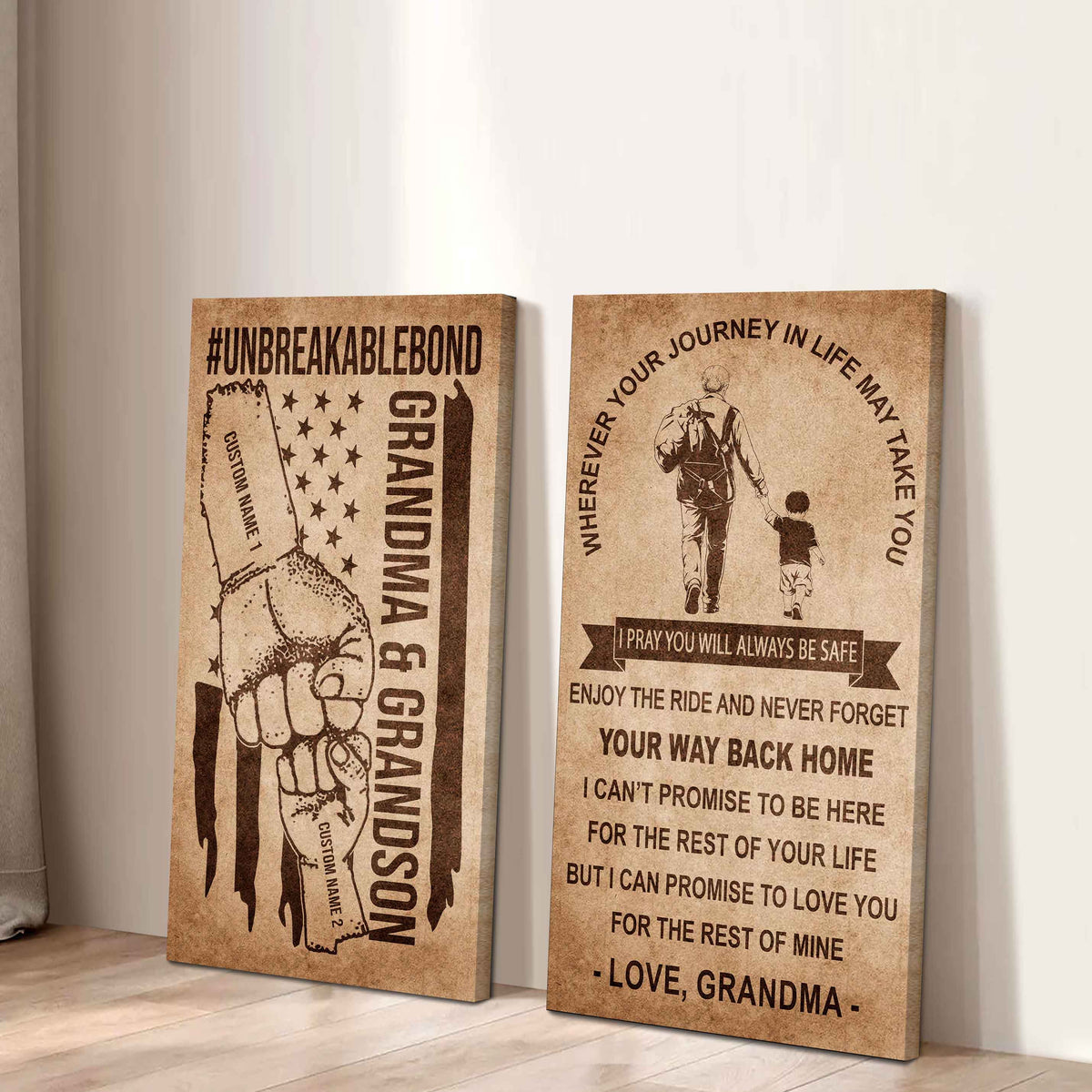 Unbreakable Bond Canvas Set Grandma And Grandson Never Forget Your Way Back Home I Love You