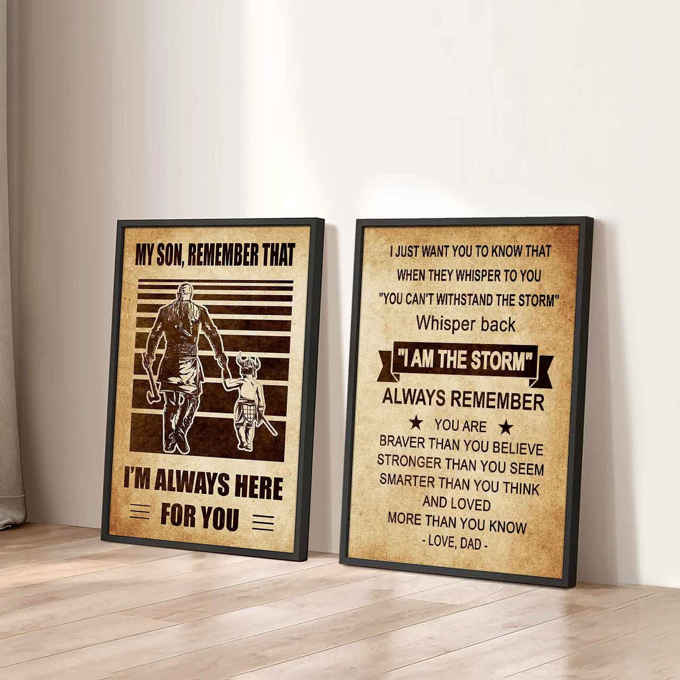 Combo 2 DRB Poster Canvas My Son Remember That - Whisper Back I'm The Storm
