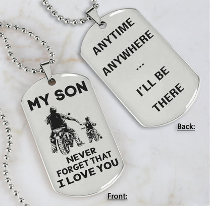 DRB Personalized Double Sided Dog Tag To My Son Never Forget That I Love You - Anytime Anywhere I Will Be There