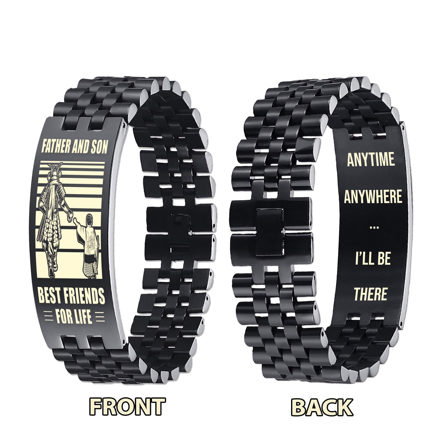 Viking ANT Personalized Double Sided Bracelet Father And Son Best Friends For Life - Message on the back side