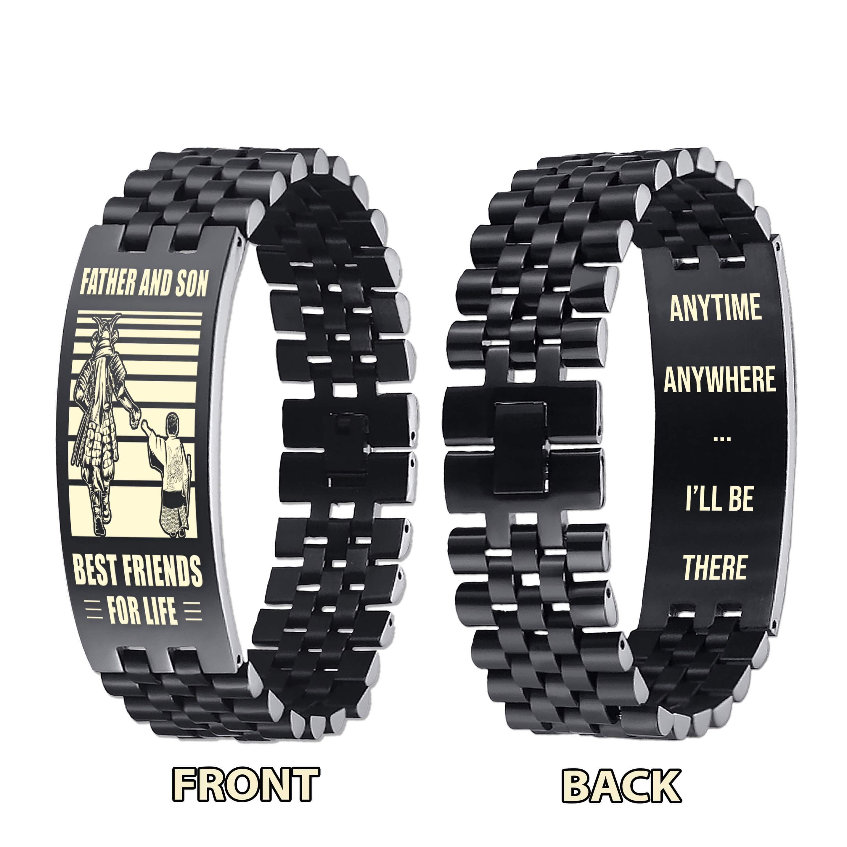 STO Biker Personalized Double Sided Bracelet Father And Son Best Friends For Life - Message on the back side