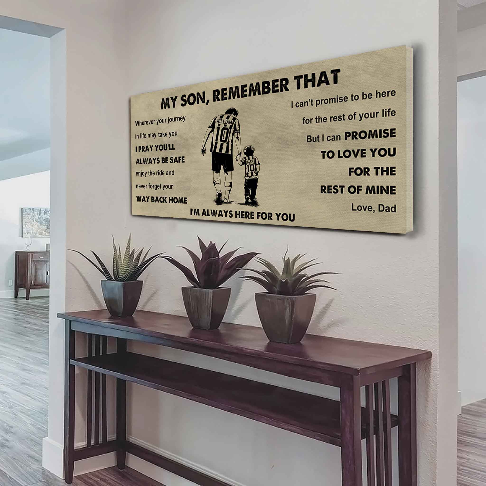 Personalized Sport Poster Canvas -  My Son Remember That Never Forget Your Way Back Home