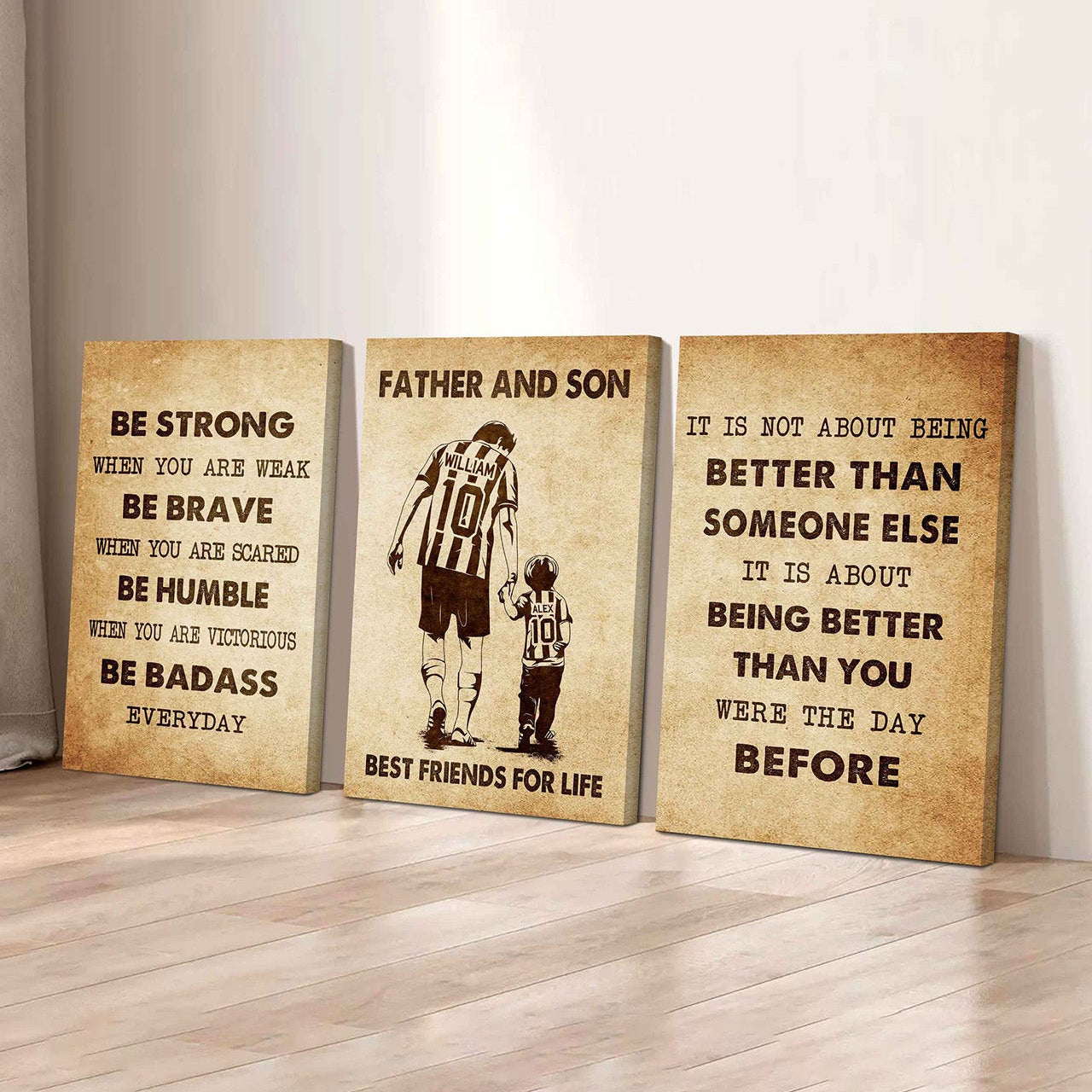 Combo 3 Biker Poster Canvas Be Strong When You Are Weak - It's Not About Being Better Than Someone Else It's About Being Better Than You Were The Day Before