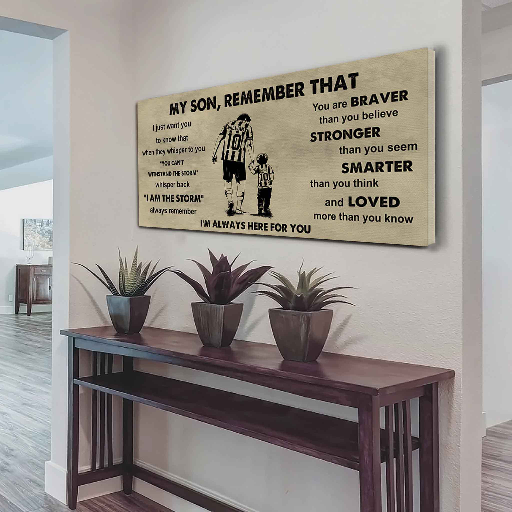 Personalized Sport Poster Canvas -  My Son Remember That Whisper Back I Am The Storm