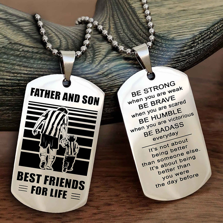 Cowboy Personalized Double Sided Dog Tag To My Son I Love You - Be Strong When You Are Weak Gift From Dad To Son