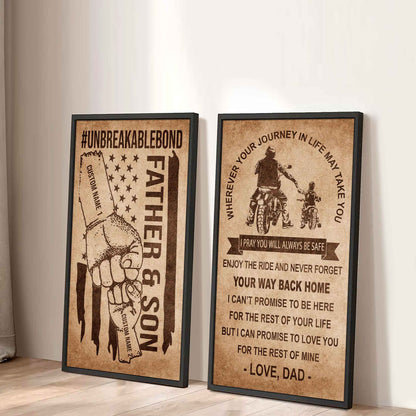 Father And Son Canvas Set To My Son Enjoy The Ride Never Forget Your Way Back Home