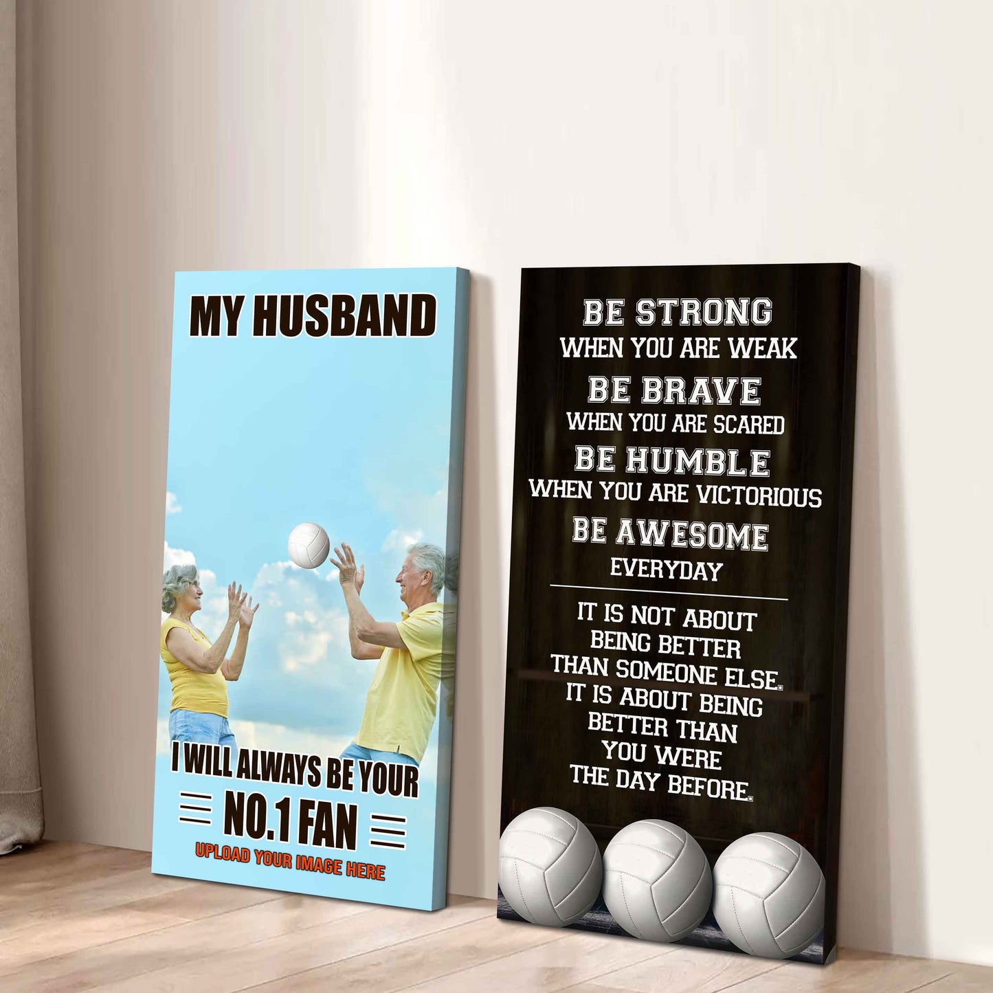 Old Sport Couple To My Husband Be Strong When You Are Weak Be Badass Everyday Set 2 Canvas Wall Art