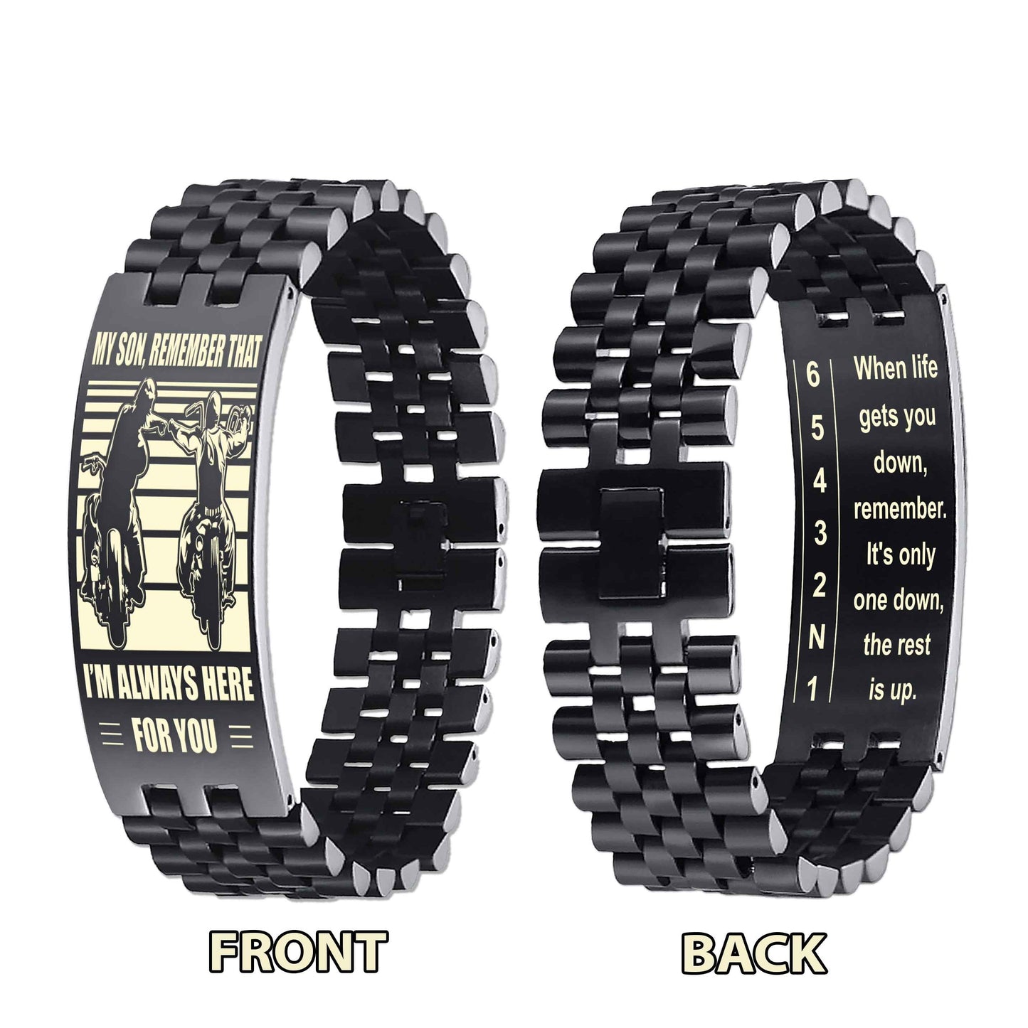 Biker double side bracelet for brother, When life gets you down, remember. It’s only one down, the rest is up.