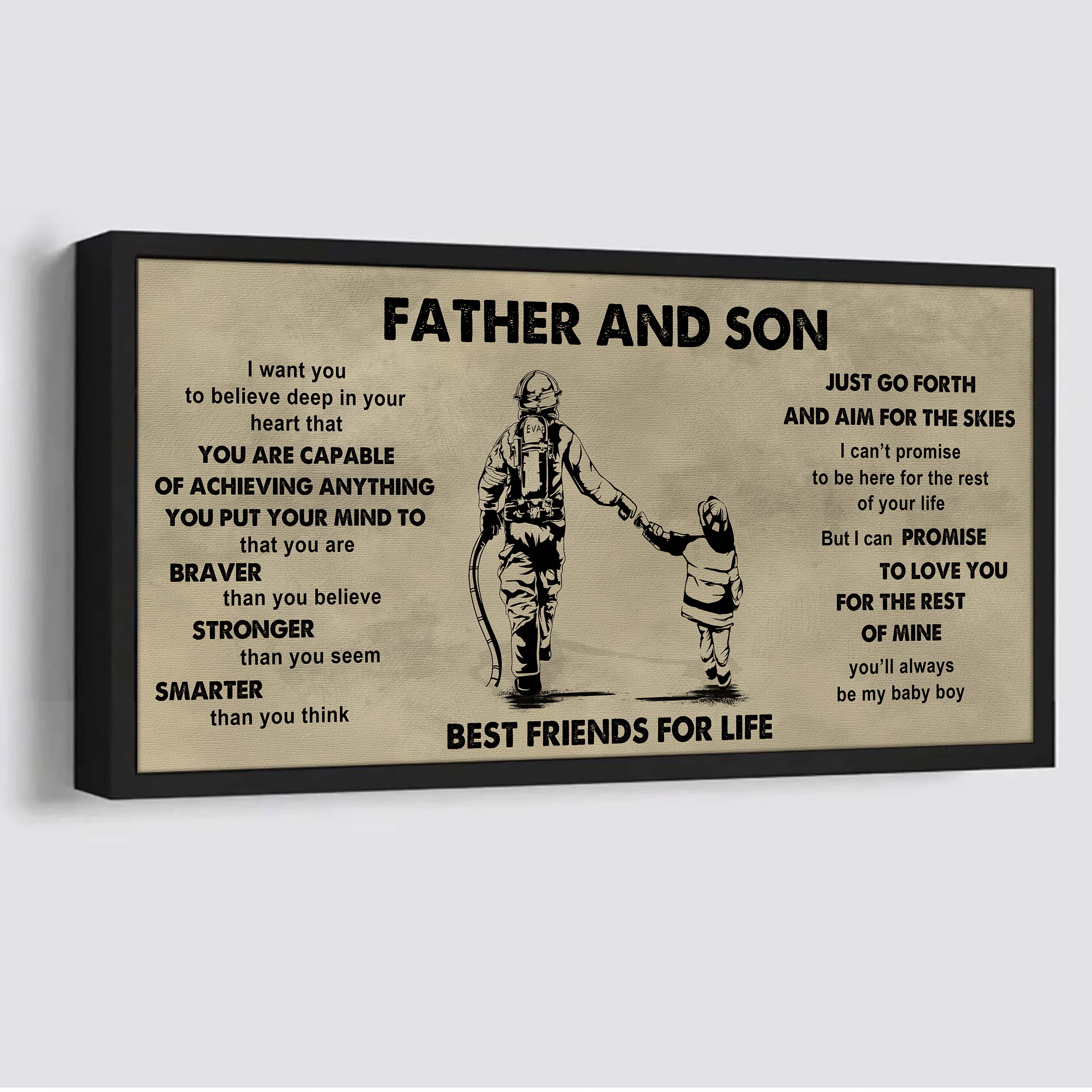 DRB GK Father And Son Best Friends For Life  - That You Are Braver Than You Believe Poster Canvas Gift For Son From Father