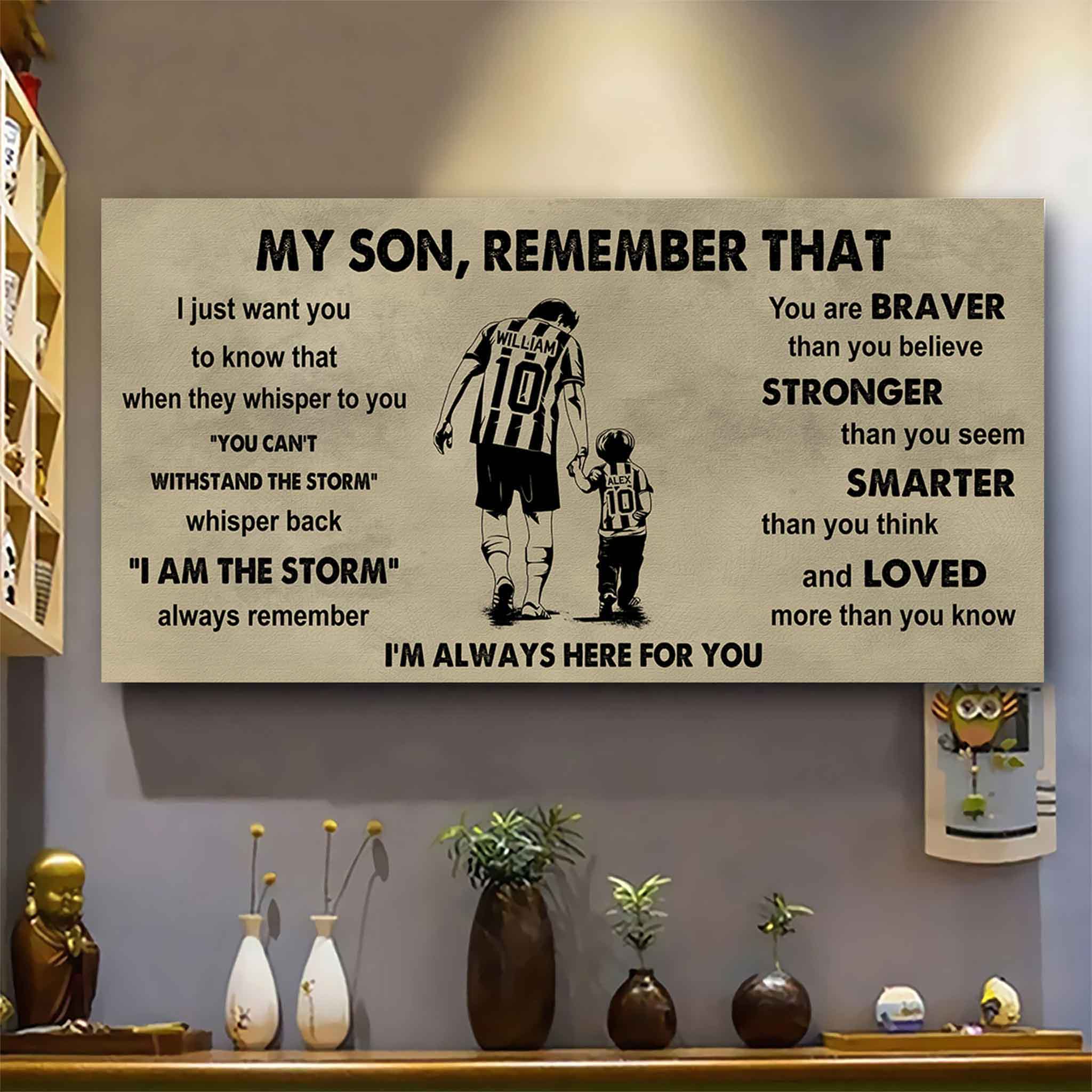 Personalized Sport Poster Canvas -  My Son Remember That Whisper Back I Am The Storm