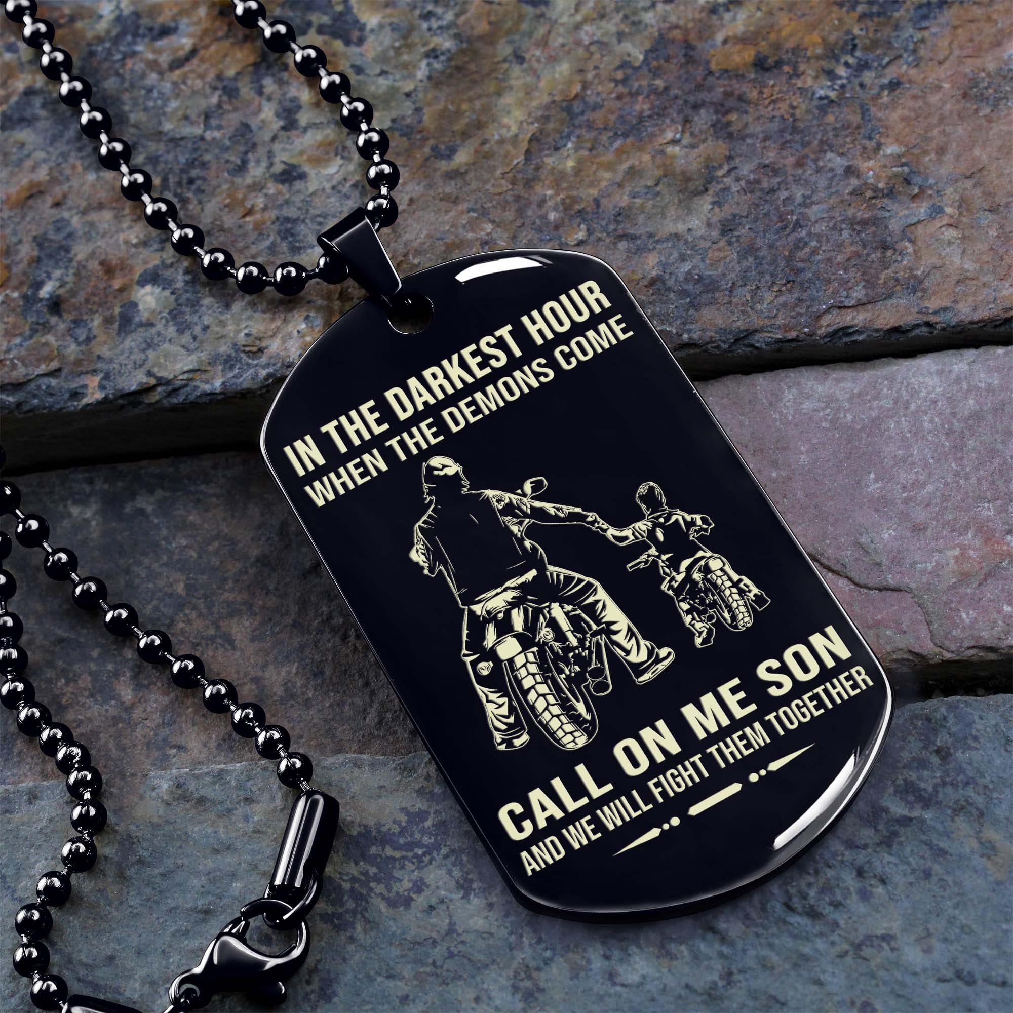 Personalized One Sided Dog Tag Call On Me Son And We Will Fight Them Together Gifts For Your Son From Dad