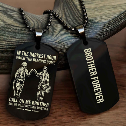 Biker Customizable engraved black dog tag double sided gift from brother, brother forevers