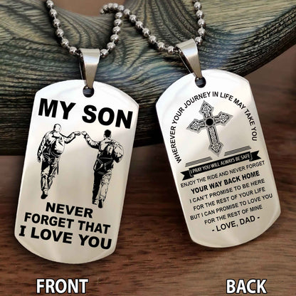 Special Version Double Side Dog Tag My Son Never Forget Your Way Back Home Cross Gift For You Son