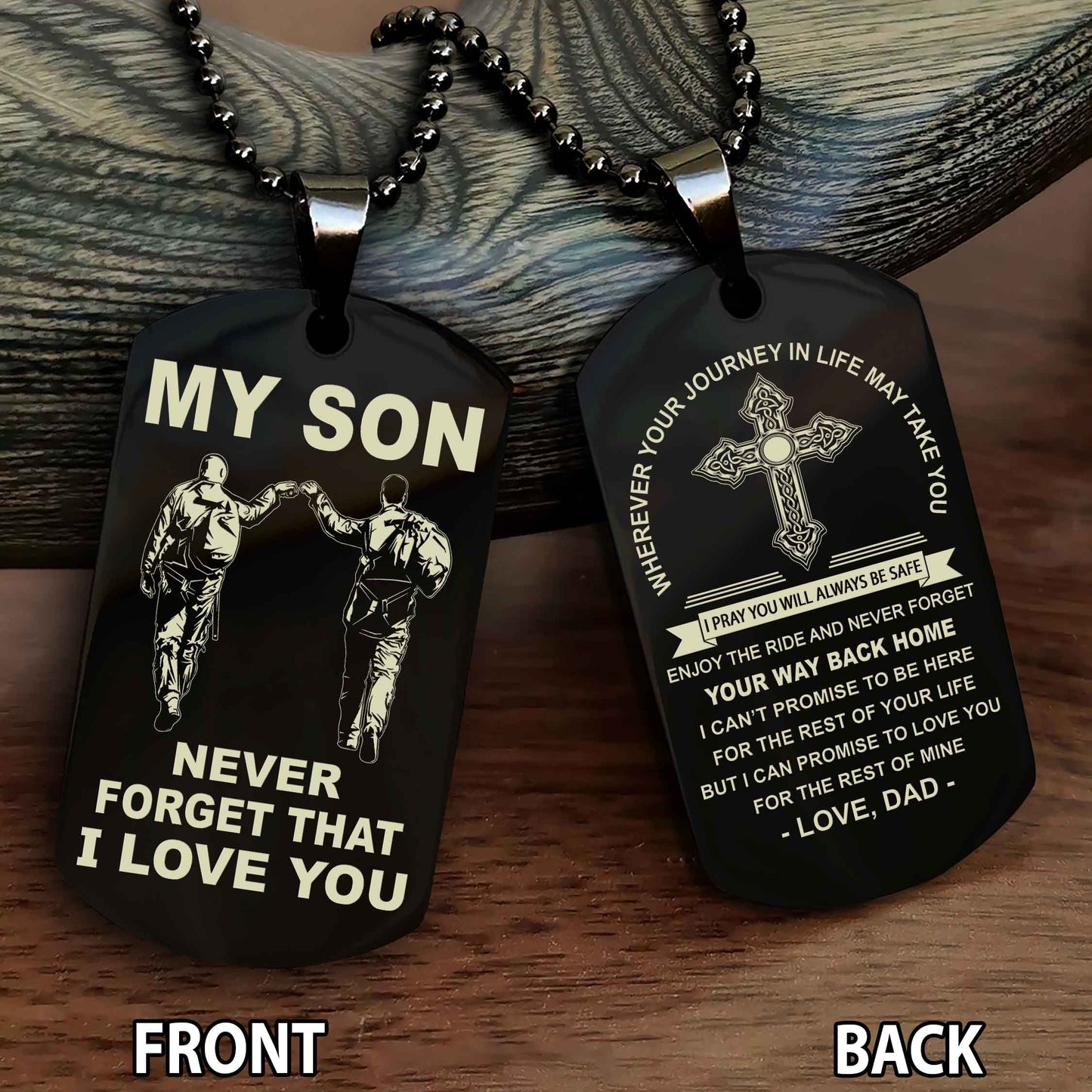 Special Version Double Side Dog Tag My Son Never Forget Your Way Back Home Cross Gift For You Son