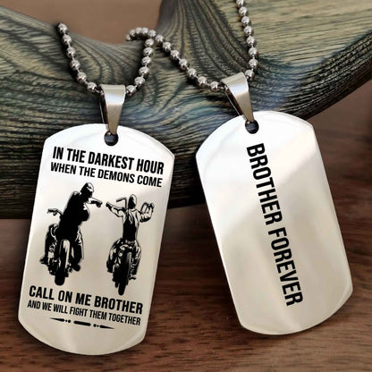 Biker Customizable engraved black dog tag double sided gift from brother, brother forevers