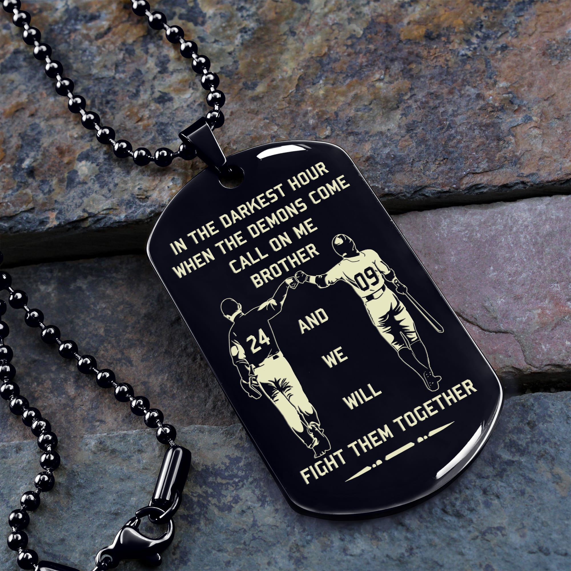 Ver3W Vikings customizable engraved black dog tag double sided gift from brother, brother forever