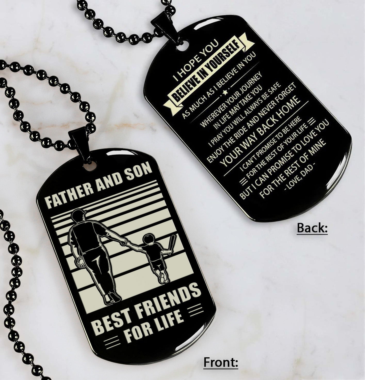 Basketball WBH Personalized Double Sided Dog Tag Father And Son Best Friends For Life - Message on the back side