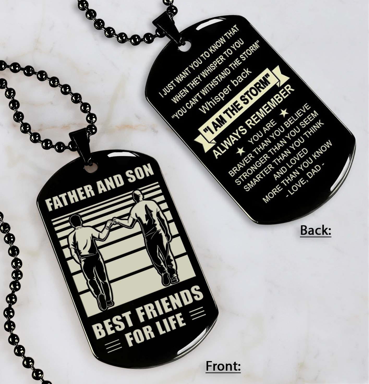 Personalized Double Sided Dog Tag Father And Son Best Friends For Life - Message on the back side