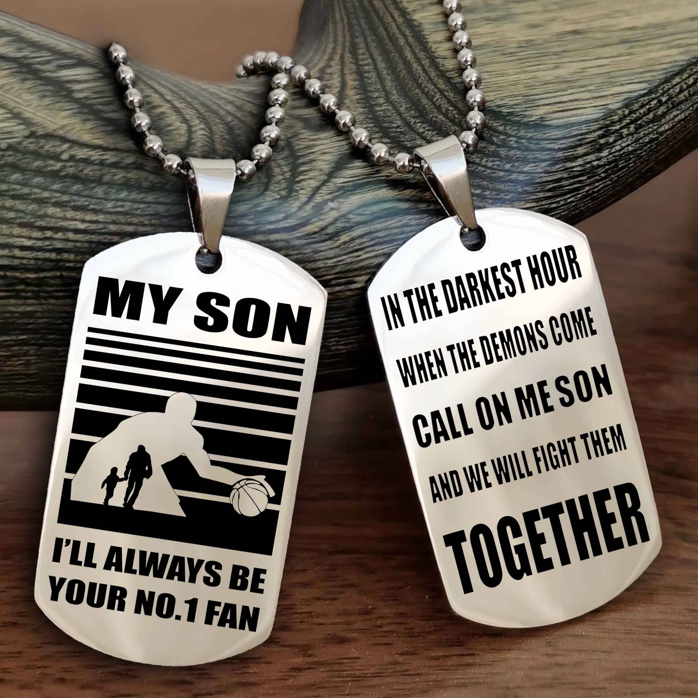 Sport Personalized Double Sided Dog Tag I Will Always Be Your No 1 Fan - Call On Me Son From Dad And Mom