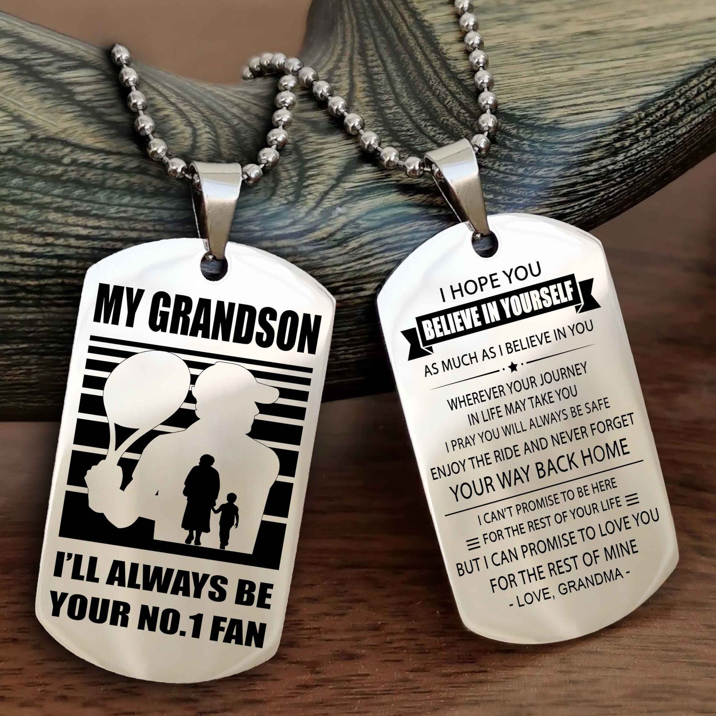 Sport Basketball Personalized Double Sided Dog Tag Granpa To Grandson I Will Always Be Your No 1 Fan - Never Forget Your Way Back Home I Belive In You