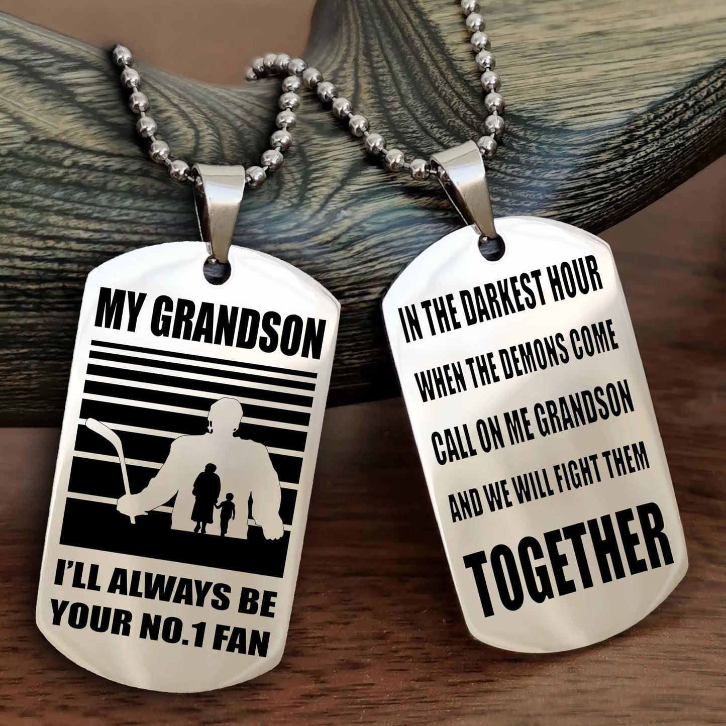Sport Basketball Personalized Double Sided Dog Tag Granpa To Grandson I Will Always Be Your No 1 Fan - Call On Me Grandson We Will Fight Them Together