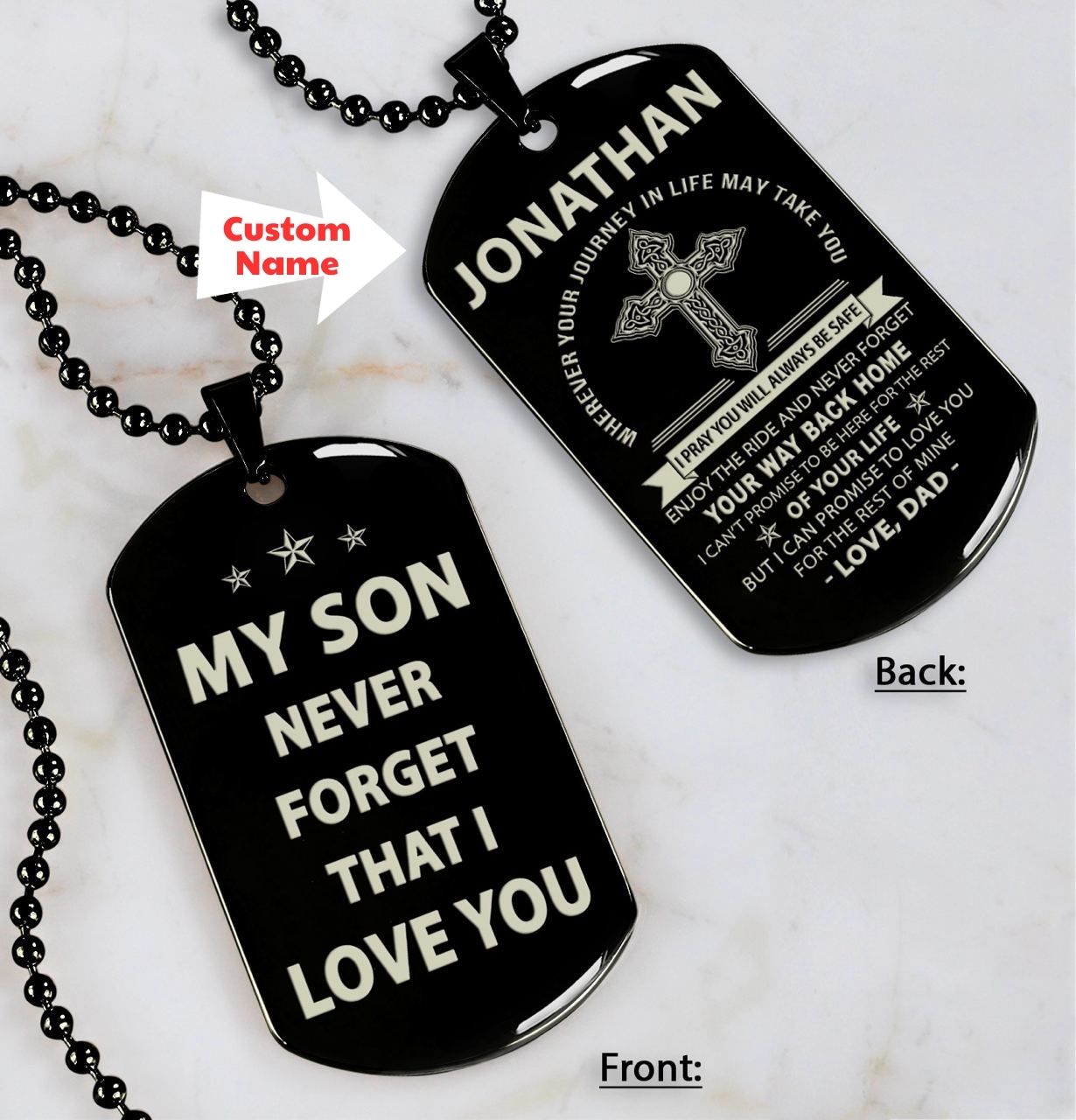 Family dog tag from dad to son