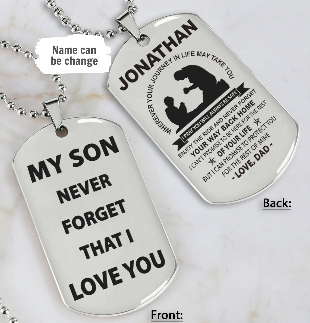 Family dog tag from dad to son