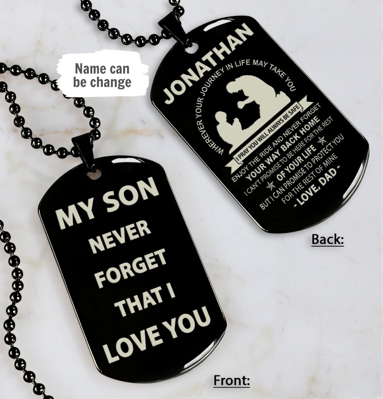 Family dog tag from dad to son