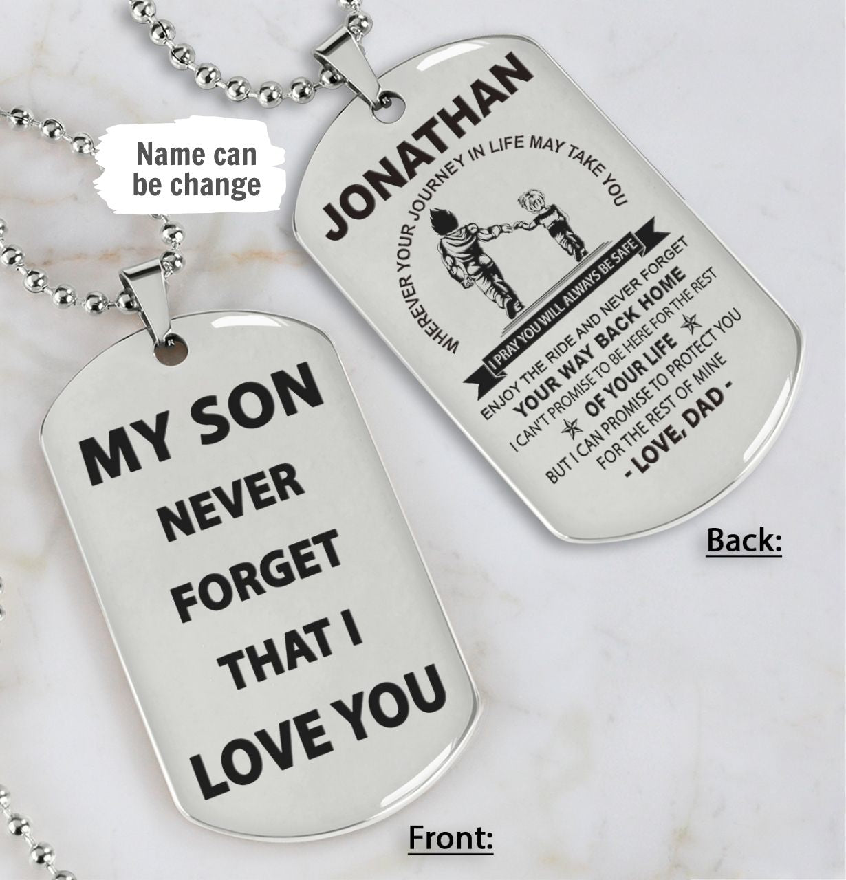 VGT Family dog tag from dad to son