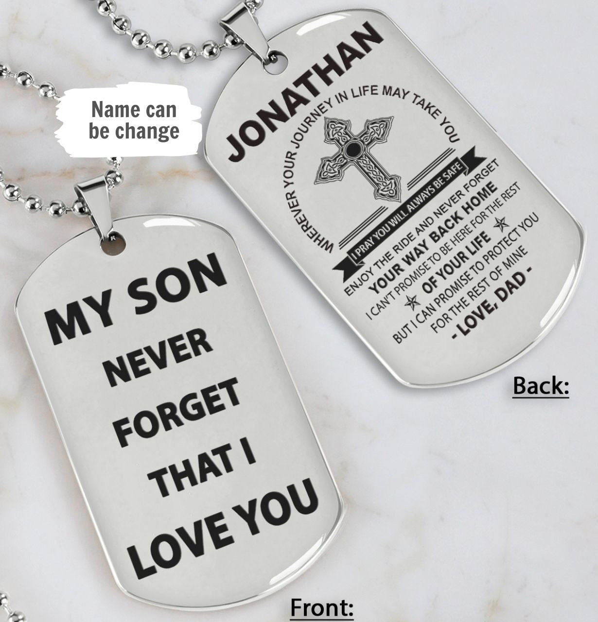 VGT Family dog tag from dad to son