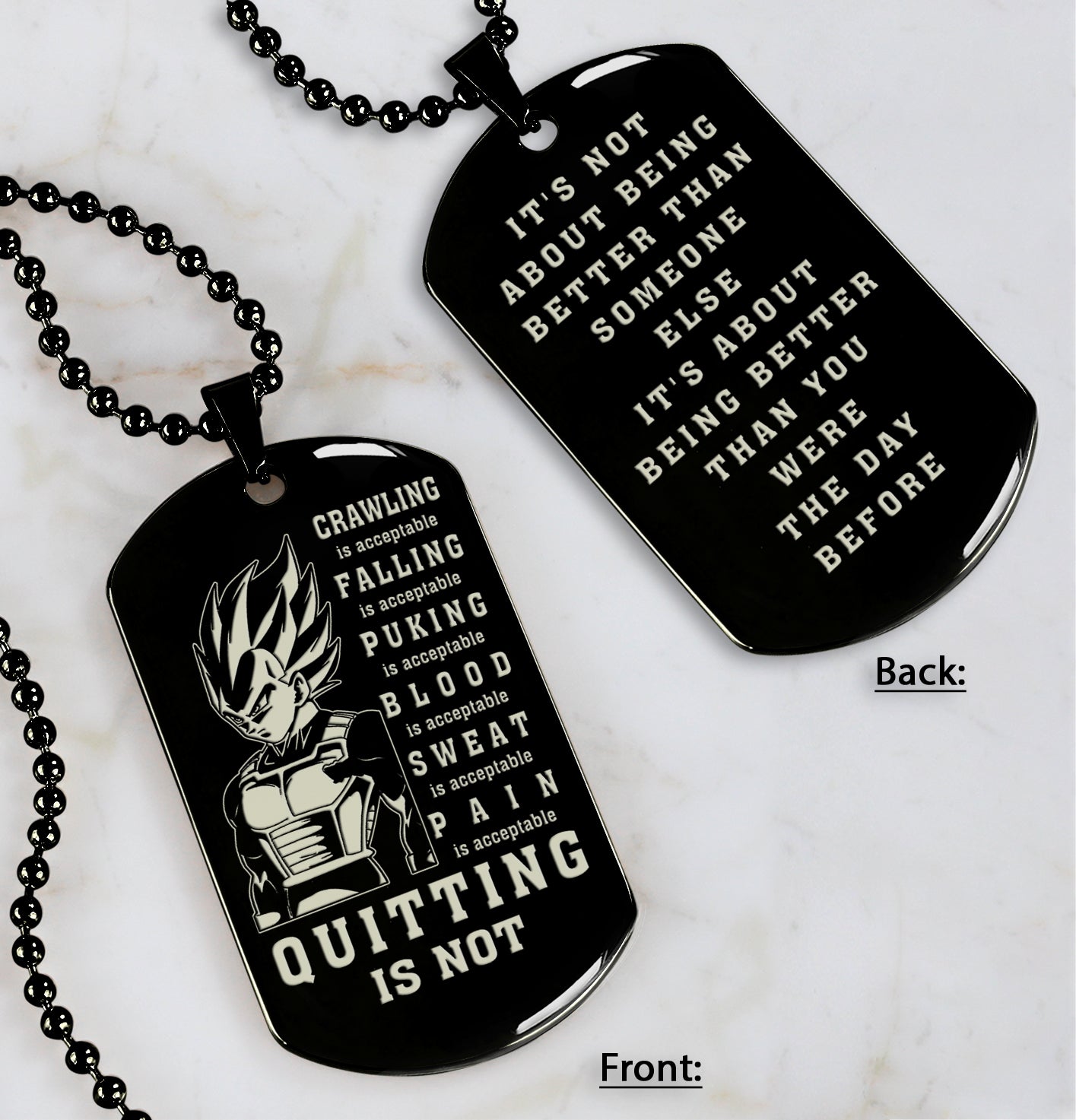 CUSTOMIZABLE DOUBLE SIDED DOG TAG QUITING IS NOT, IT'S ABOUT BEING BETTER THAN YOU WERE YESTERDAY