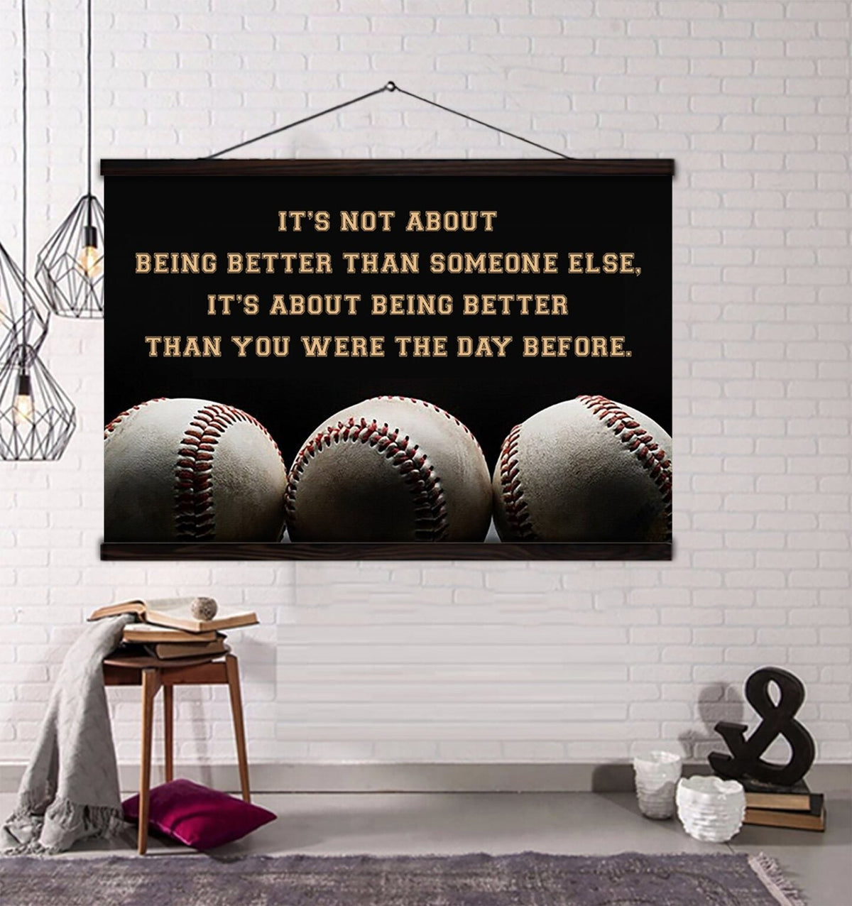 American football and basketball customizable poster canvas - It is not about better than someone else, It is about being better than you were the day before