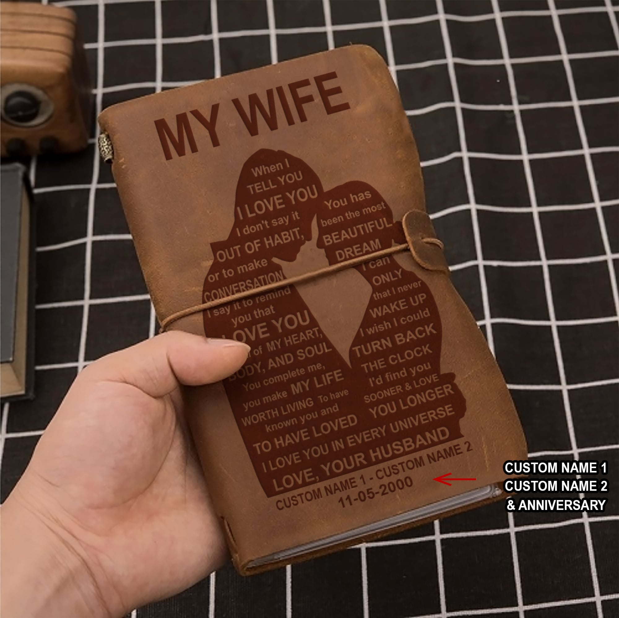 Perfect for anniversaries, birthdays, or just because-Vintage Journal Husband to wife-When I tell you I love you