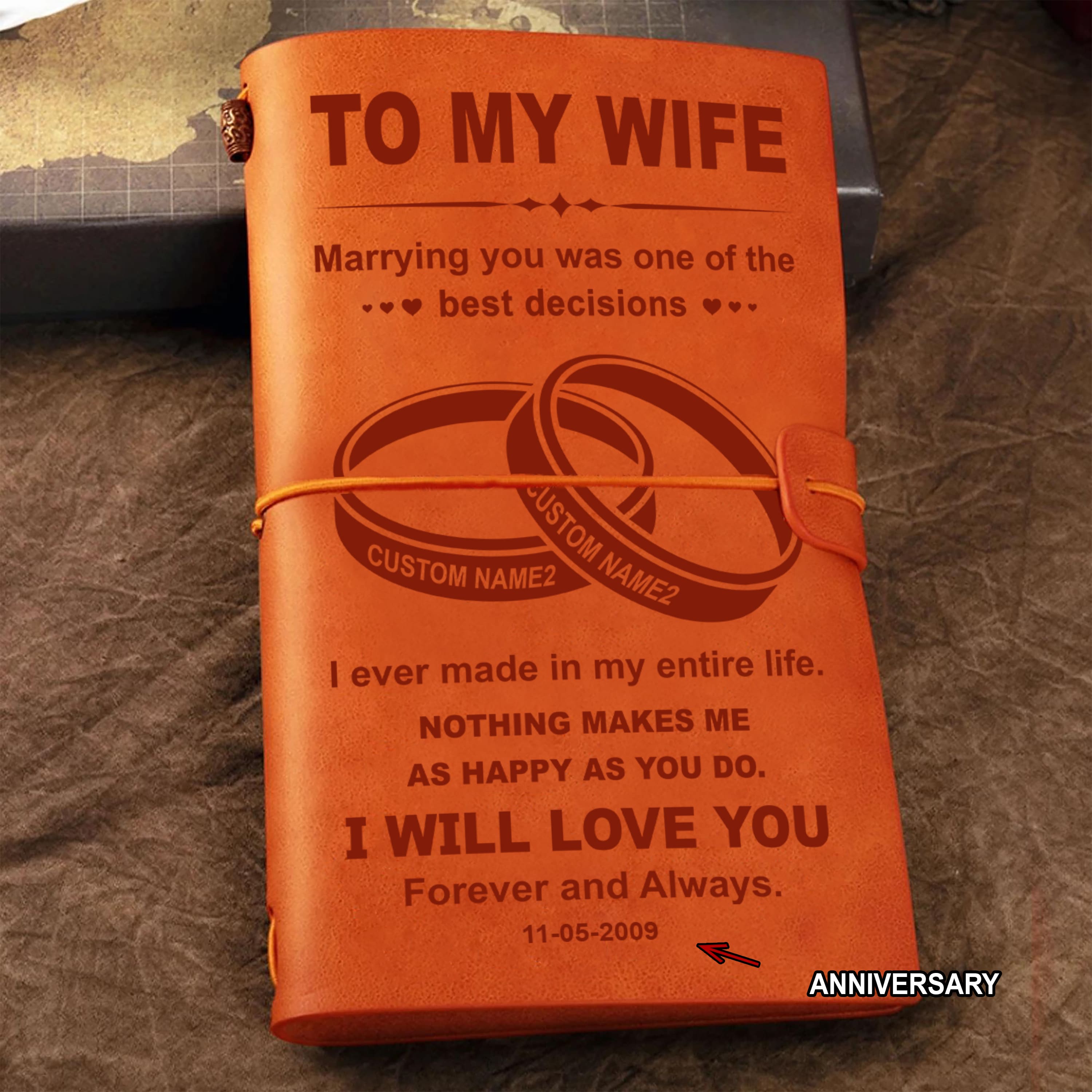 Valentines gifts-Vintage Journal Husband to wife- Marrying you was one of the best decision I ever made