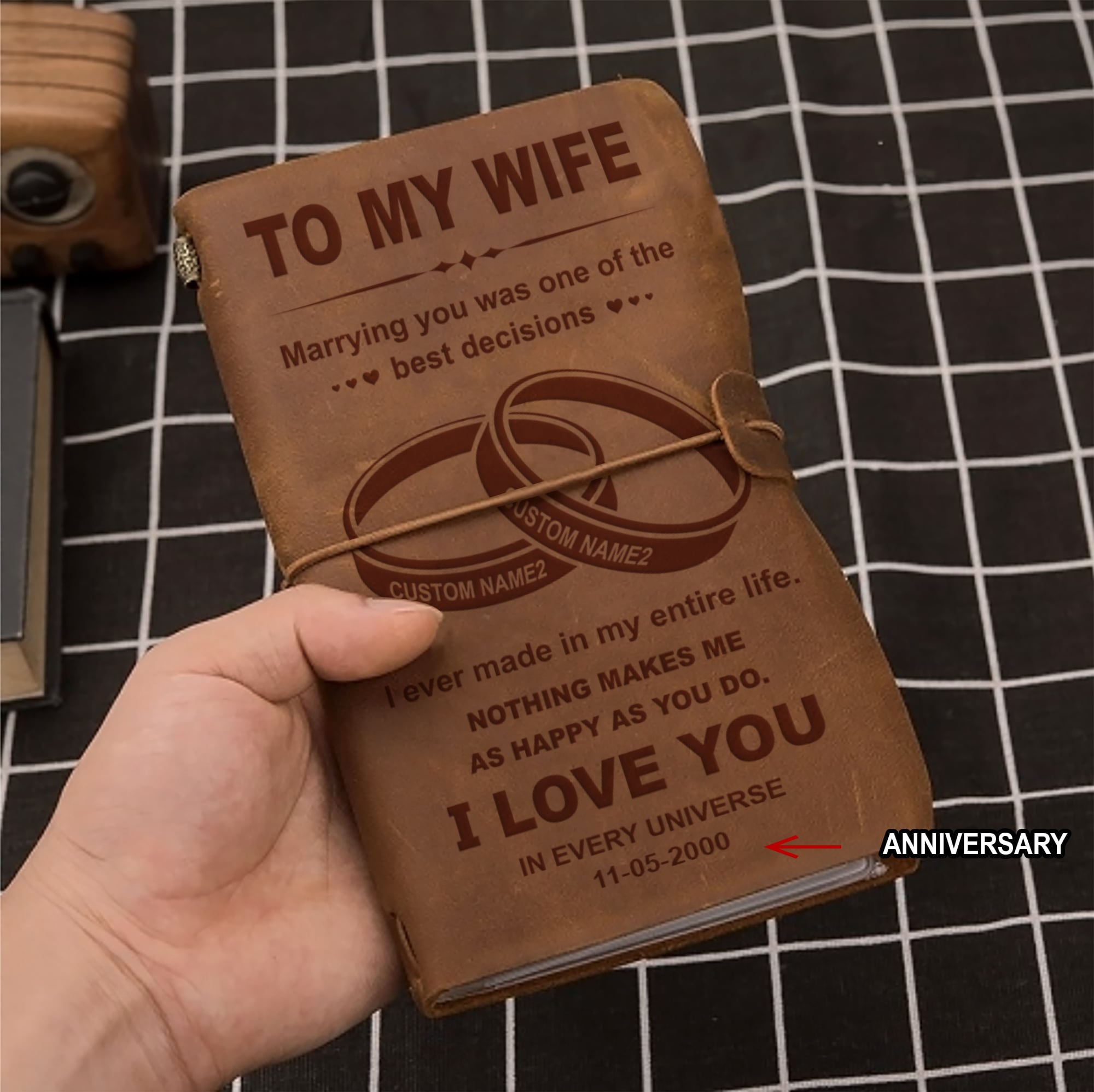 Valentines gifts-Vintage Journal Husband to wife I wish i could turn back the clock