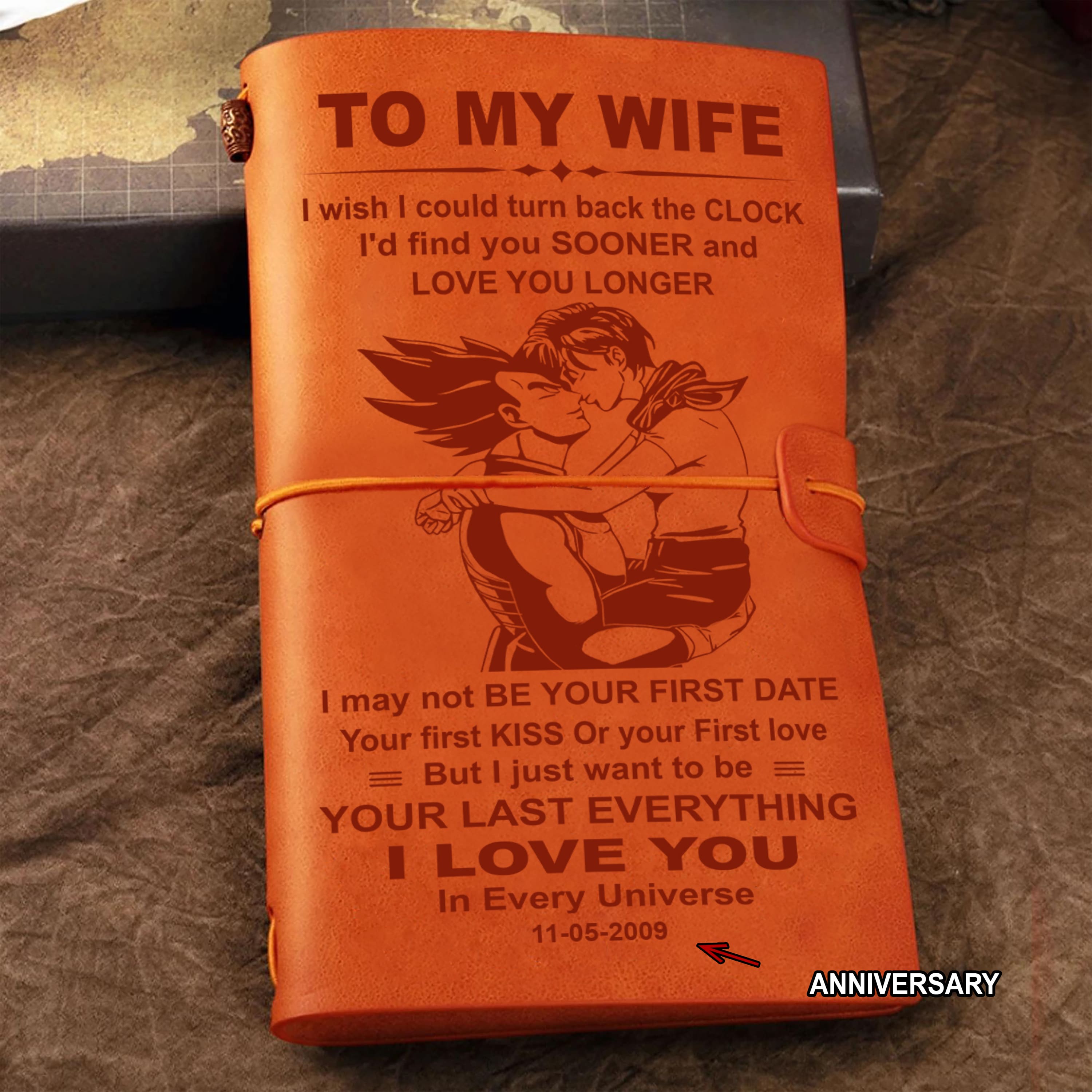 Valentines gifts Vintage Journal Husband to Wife I wish i could turn back the clock