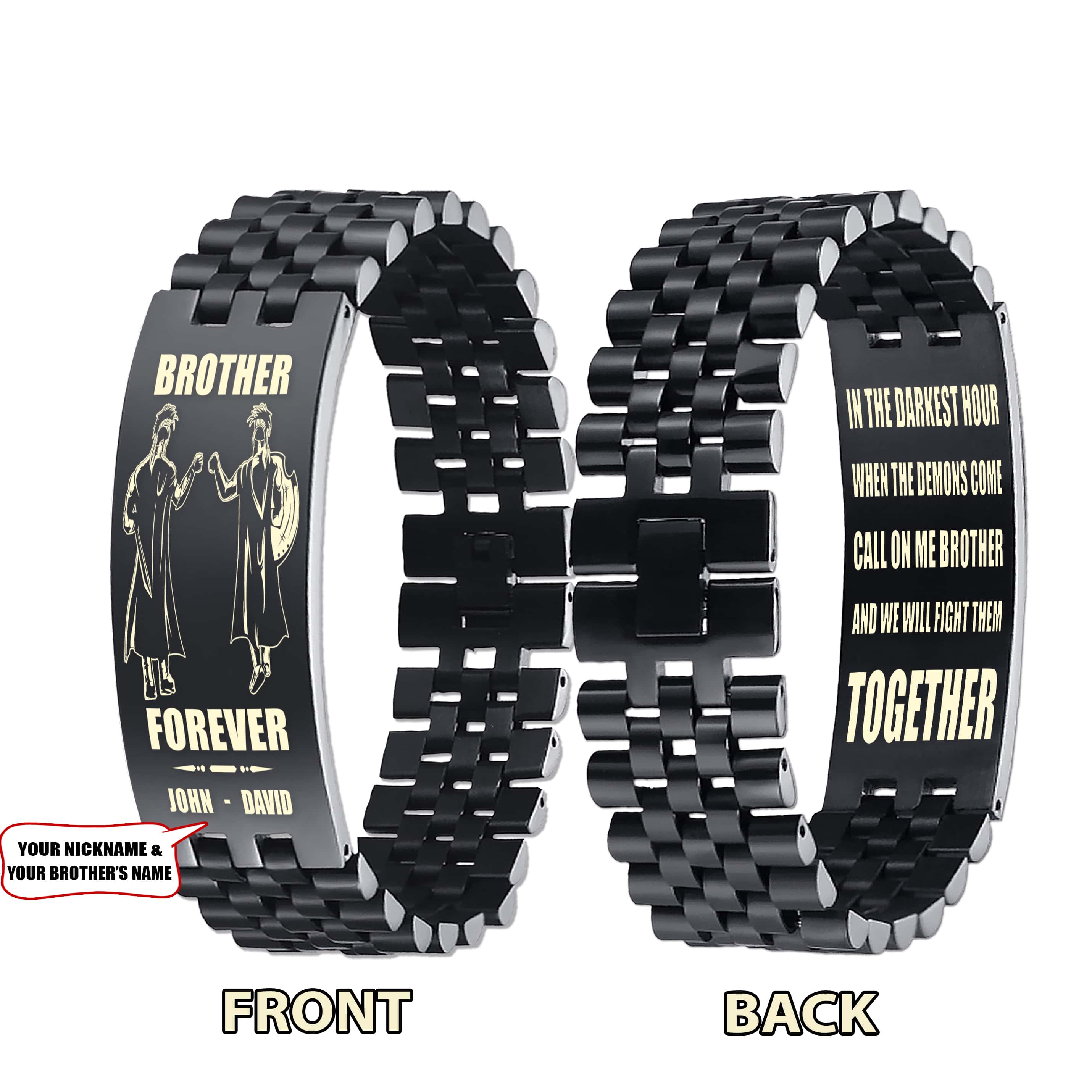 Biker-Customizable engraved brother bracelet double sided gift from brother, brother forever