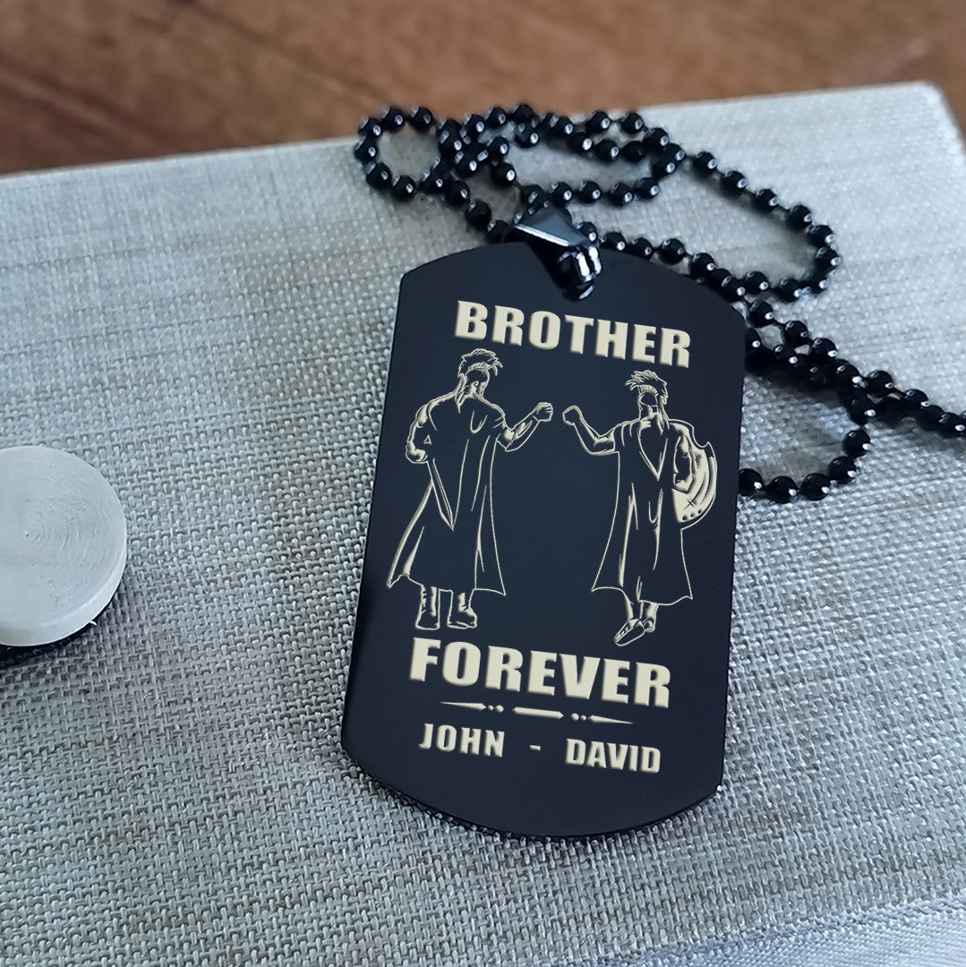 Samurai customizable engraved black dog tag double sided gift from brother, brother forever