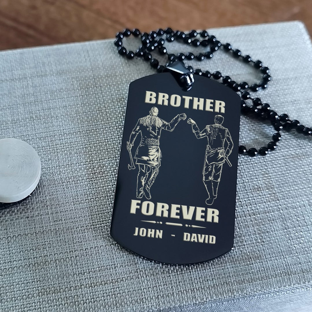 Vikings customizable engraved black dog tag double sided gift from brother, brother forever