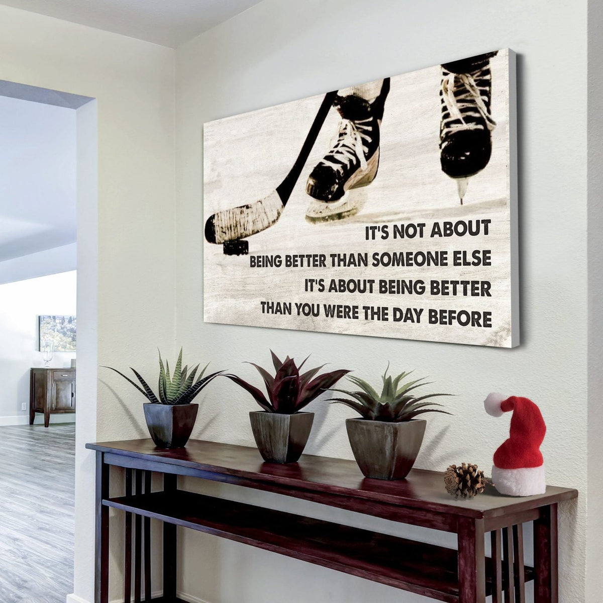 Hockey customizable poster canvas - It is not about better than someone else, It is about being better than you were the day before