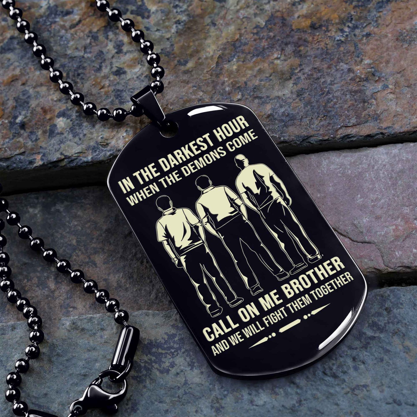 Customizable engraved black dog tag double sided gift from brother, brother forever