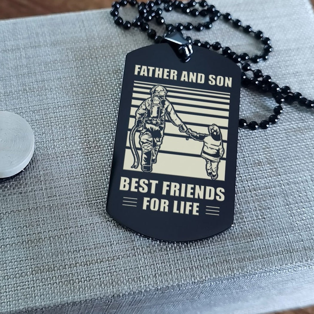 Biker Personalized Double Sided Dog Tag Father And Son Best Friends For Life - Message on the back side